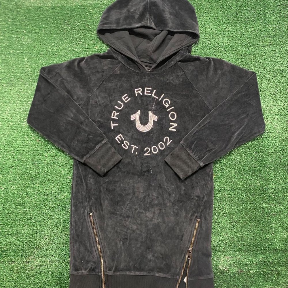 Vintage Y2K True Religion Velour Horseshoe Logo Hoodie